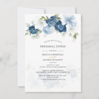 Dusty Blue Floral Greenery Rehearsal Dinner