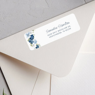 Dusty Blue Floral Greenery Return Address