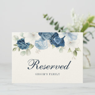 Dusty Blue Floral Groom's Family Reserved Sign Invitation