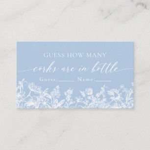 Dusty Blue Floral Guess How Many Corks Game Enclosure Card