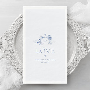 Dusty Blue Floral Guest Towels with "Love"  Napkin