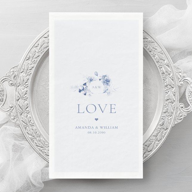 Dusty Blue Floral Guest Towels with "Love"  Napkin (Creator Uploaded)