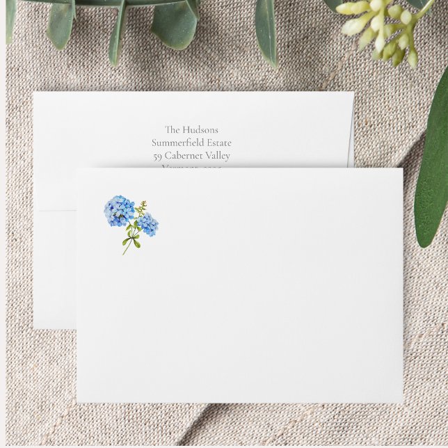 Dusty Blue Floral Hydrangea Wedding Envelope (Creator Uploaded)