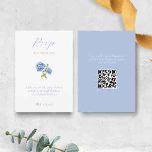Dusty Blue Floral Hydrangea Wedding RSVP  Enclosure Card