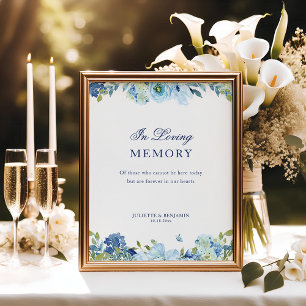 Dusty Blue Floral In Loving Memory Wedding Sign