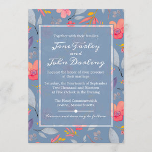 Dusty Blue Floral Invitation