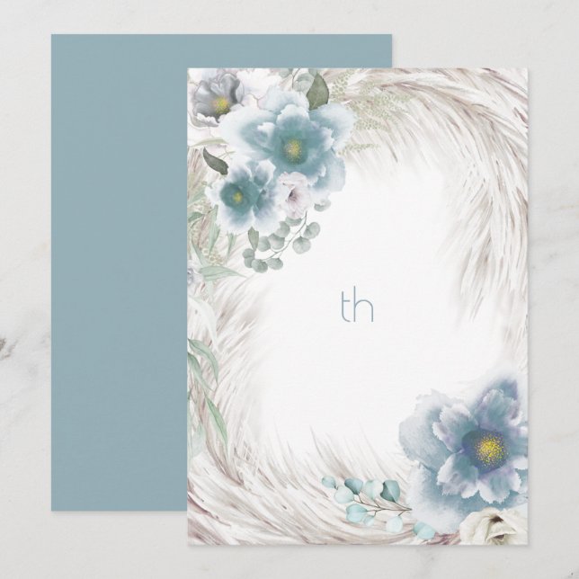 Dusty BLue Floral  Invitation (Front/Back)