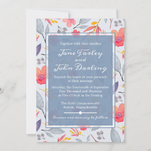 Dusty Blue Floral Invitation