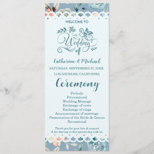 Dusty Blue Floral Lace Decorative Calligraphy Programme
