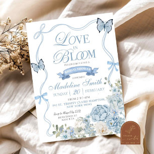 Dusty Blue Floral Love in Bloom Bridal Shower Invitation