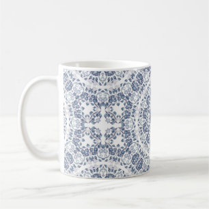 Dusty Blue Floral Mandala Coffee Mug