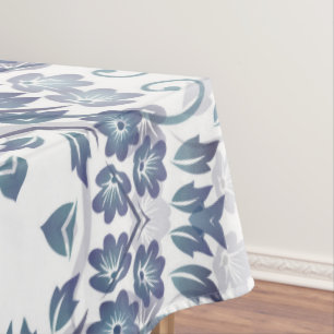 Dusty Blue Floral Mandala  Tablecloth