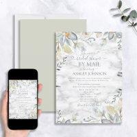 Dusty Blue Floral Marble Bridal Shower by Mail