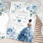 Dusty Blue Floral Mexican Princess Quinceañera Invitation<br><div class="desc">Dusty Blue Floral Mexican Princess Quinceañera Invitation</div>