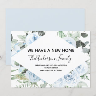 Dusty Blue Floral Moving Announcement