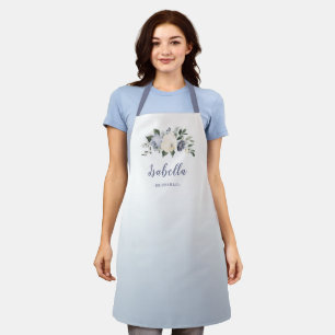 Dusty blue floral personalised bridesmaid apron