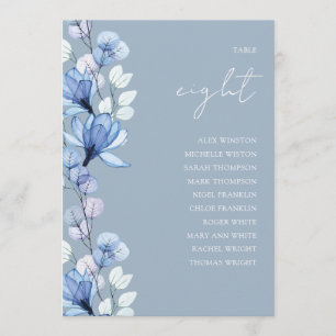 Dusty Blue Floral Photo Table Number Seating Chart