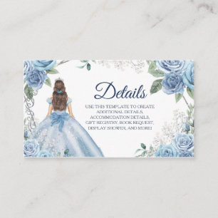 Dusty Blue Floral Quinceañera Detail Card