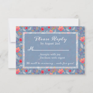 Dusty Blue Floral Reply Card