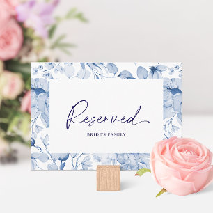 Dusty Blue Floral Reserved Seating Card 
