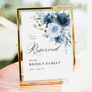 Dusty Blue Floral Reserved Sign 5x7 Wedding Decor