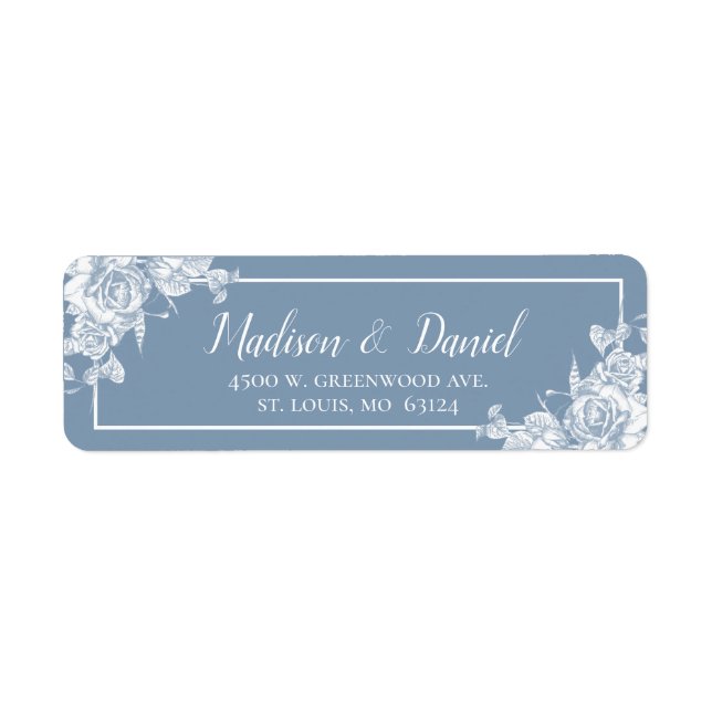 Dusty Blue Floral Return Address (Front)