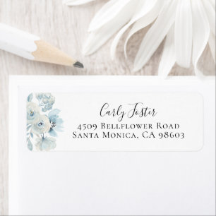 Dusty Blue Floral Return Address