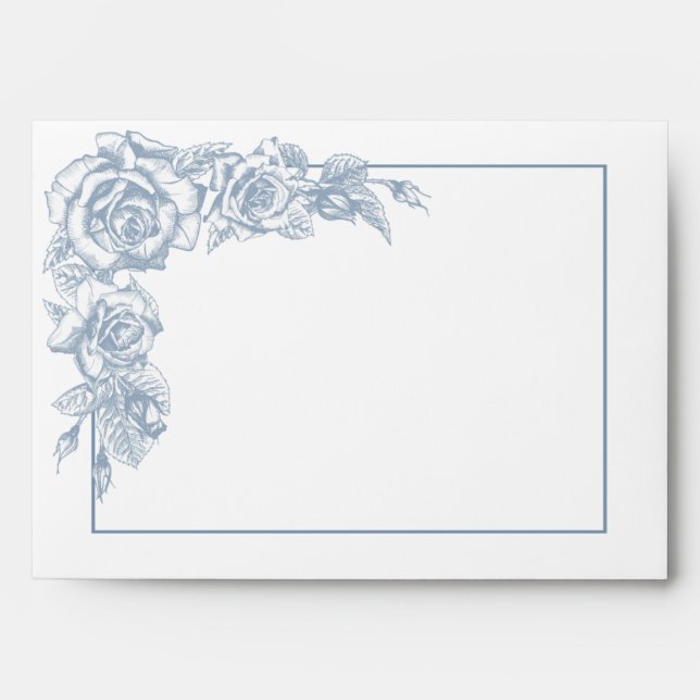 Dusty Blue Floral Return Address Envelope (Front)