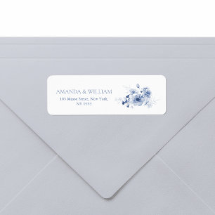 Dusty Blue Floral Return Address Labels