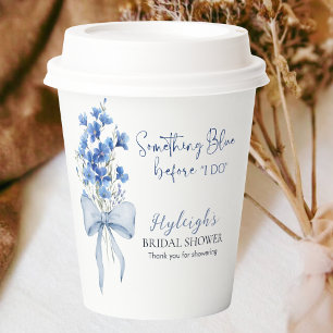 Dusty Blue Floral Ribbon Bow Bridal Shower Party Paper Cups