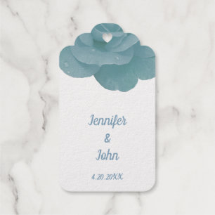 Dusty Blue Floral Rose Elegant Pretty Cool Wedding Gift Tags