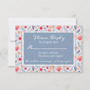 Dusty Blue Floral RSVP card