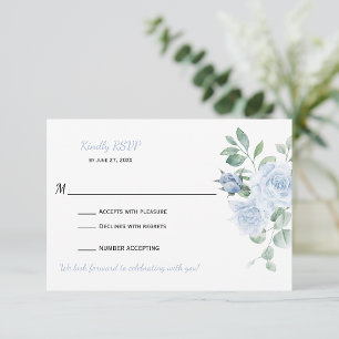 Dusty Blue Floral RSVP Card