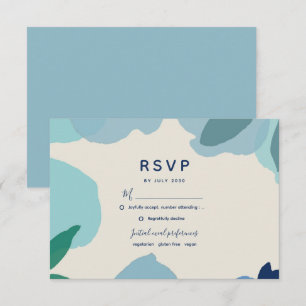 Dusty Blue Floral Rustic Watercolor Wedding RSVP Card