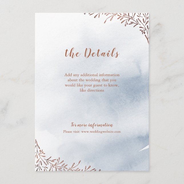 Dusty blue floral rustic wedding insert card (Front)