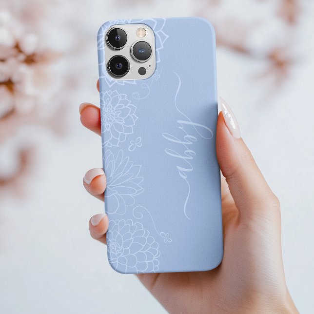 Dusty Blue Floral Script iPhone / iPad case (Creator Uploaded)