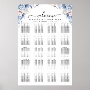 Dusty Blue Floral Seating Chart