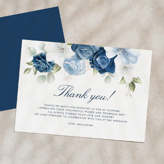 Dusty Blue Floral Something Blue Before I Do Thank You Card