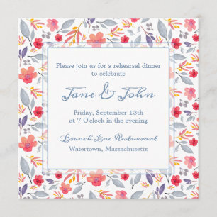 Dusty Blue Floral Square Invitation