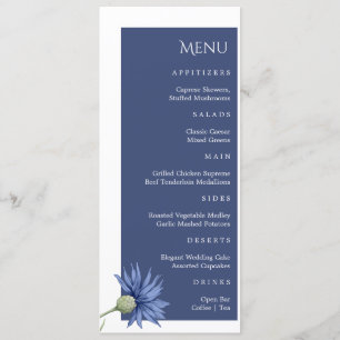 Dusty Blue Floral stylish wedding menu