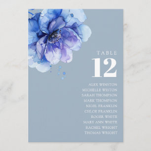 Dusty Blue Floral Table Number Seating Chart