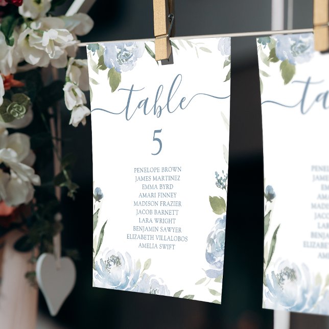 Dusty blue floral table number seating chart (Dusty blue floral table number seating chart)