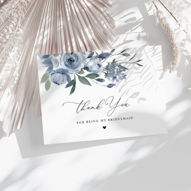 dusty blue floral thank you bridesmaid card (Creator Uploaded)