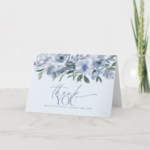 Dusty Blue Floral Thank You Card