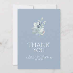 Dusty Blue Floral Thank You Card – Elegant Minimal
