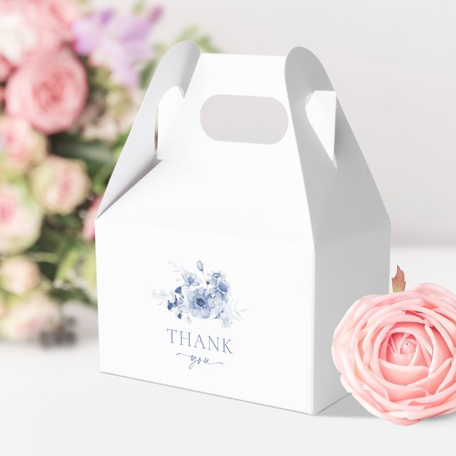 Dusty Blue Floral "Thank You" Favour Box (Creator Uploaded)