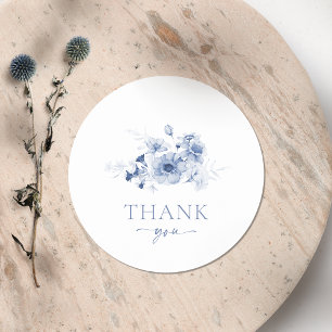 Dusty Blue Floral "Thank You" Sticker