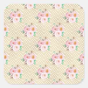 Dusty Blue Floral Ties Square Sticker