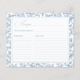 Dusty Blue Floral Toile Recipe Bridal Shower