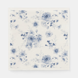 Dusty Blue Floral Watercolor Napkin